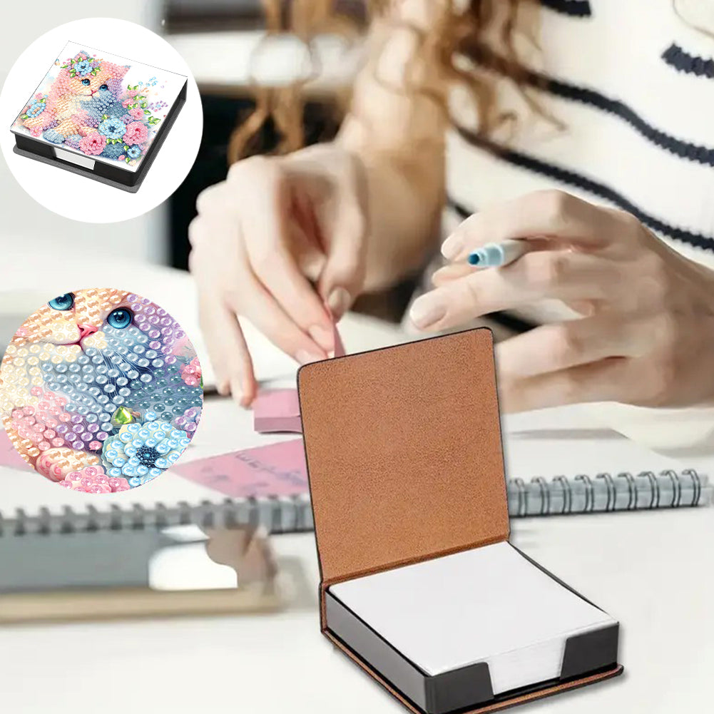 Cross Leather Diamond Art Note Box with 160 Sheets of Paper for Adults Beginners