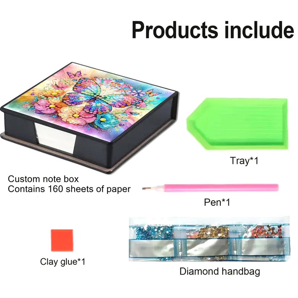 Cross Leather Diamond Art Note Box with 160 Sheets of Paper for Adults Beginners