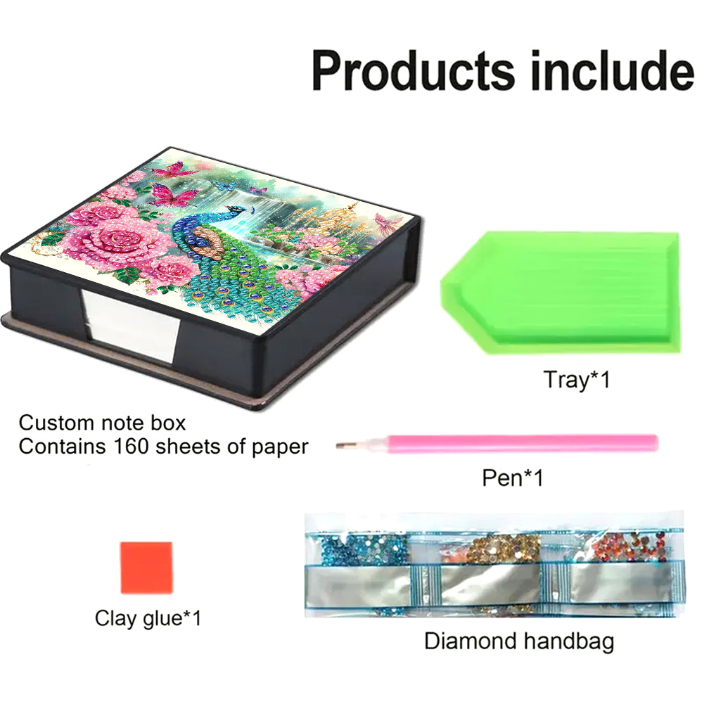 Cross Leather Diamond Art Note Box with 160 Sheets of Paper for Adults Beginners