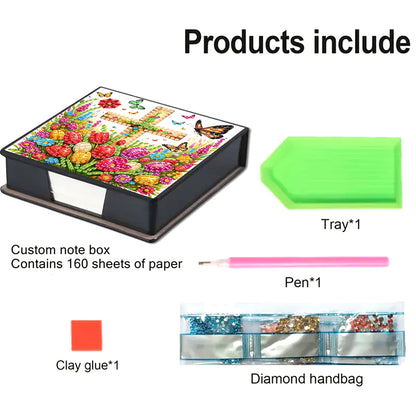 Cross Leather Diamond Art Note Box with 160 Sheets of Paper for Adults Beginners