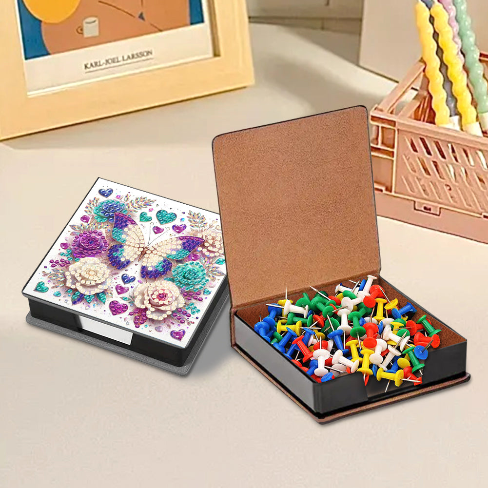 Cross Leather Diamond Art Note Box with 160 Sheets of Paper for Adults Beginners
