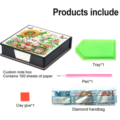 Cross Leather Diamond Art Note Box with 160 Sheets of Paper for Adults Beginners