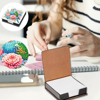 Cross Leather Diamond Art Note Box with 160 Sheets of Paper for Adults Beginners
