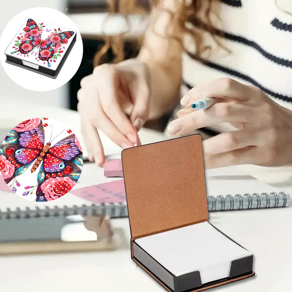 Cross Leather Diamond Art Note Box with 160 Sheets of Paper for Adults Beginners