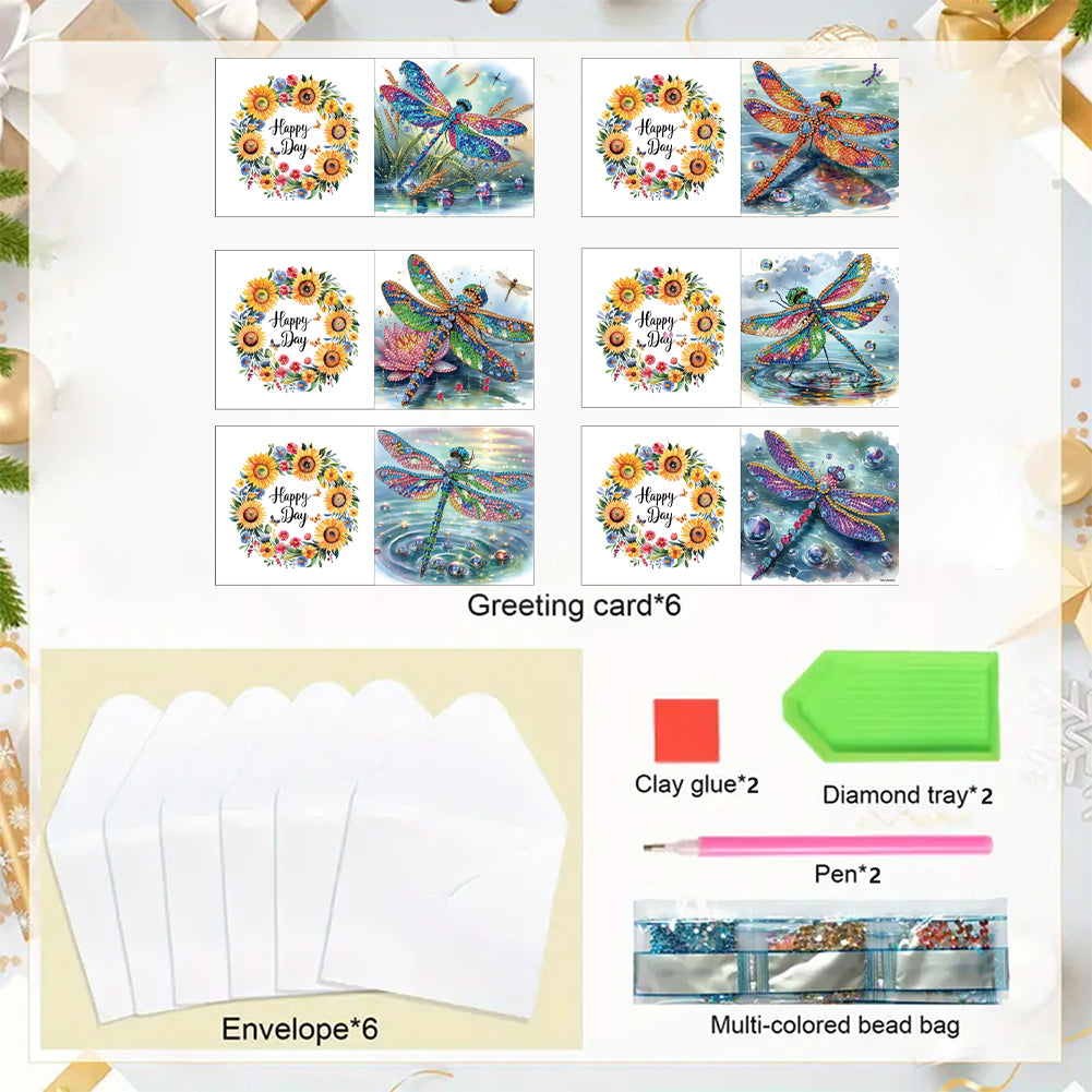 6pcs Diamond Painting Greeting Cards DIY Handmade Diamond Art Cards for Adults