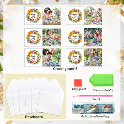 6pcs Diamond Painting Greeting Cards DIY Handmade Diamond Art Cards for Adults