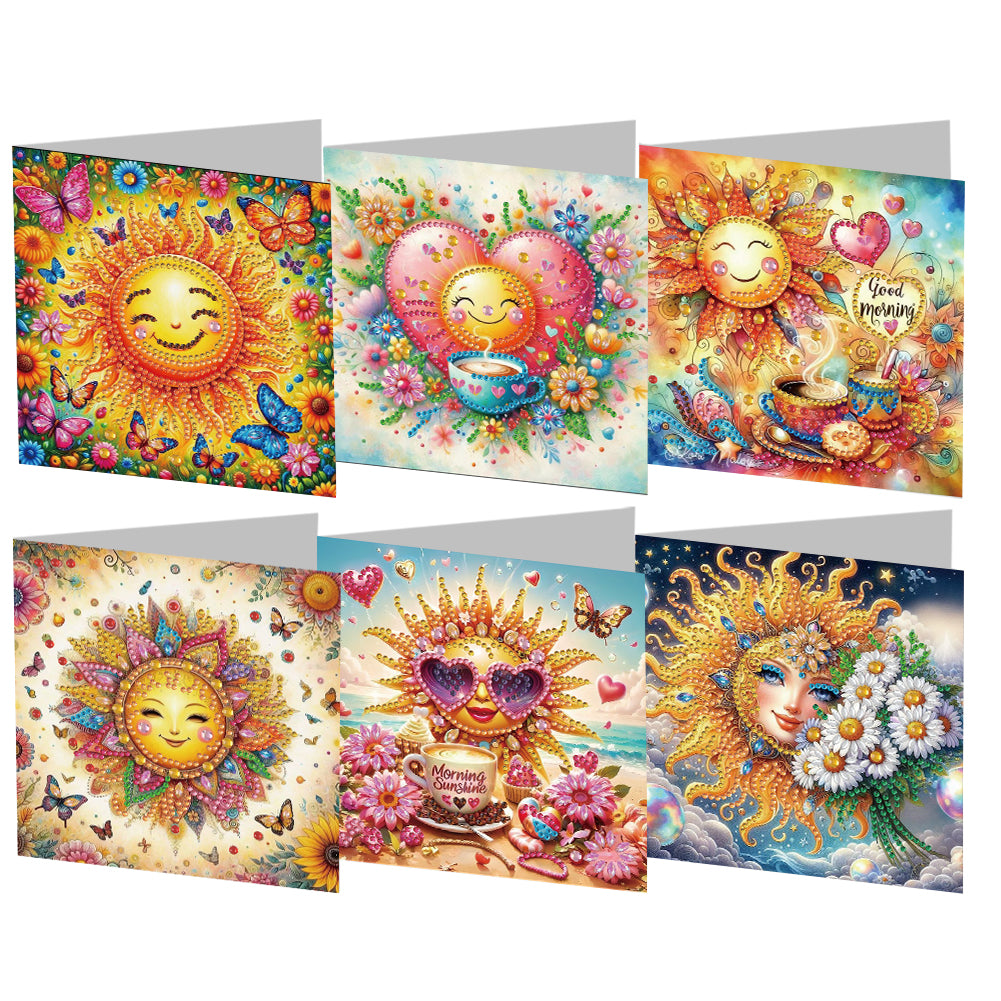 6pcs Diamond Painting Greeting Cards DIY Handmade Diamond Art Cards for Adults