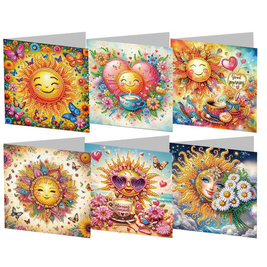 6pcs Diamond Painting Greeting Cards DIY Handmade Diamond Art Cards for Adults