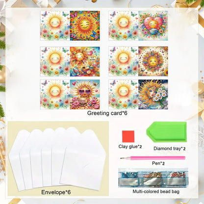 6pcs Diamond Painting Greeting Cards DIY Handmade Diamond Art Cards for Adults