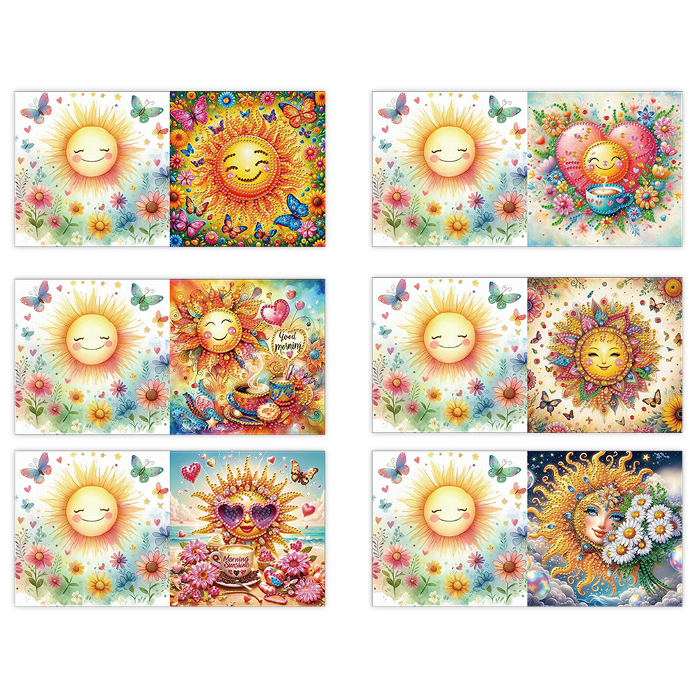 6pcs Diamond Painting Greeting Cards DIY Handmade Diamond Art Cards for Adults