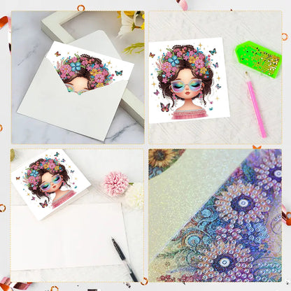 6pcs Diamond Painting Greeting Cards DIY Handmade Diamond Art Cards for Adults