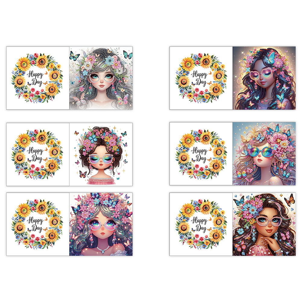 6pcs Diamond Painting Greeting Cards DIY Handmade Diamond Art Cards for Adults