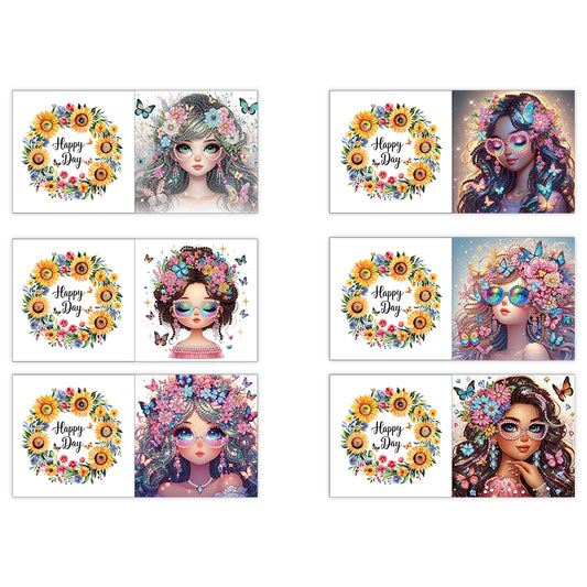 6pcs Diamond Painting Greeting Cards DIY Handmade Diamond Art Cards for Adults