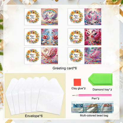 6pcs Diamond Painting Greeting Cards DIY Handmade Diamond Art Cards for Adults
