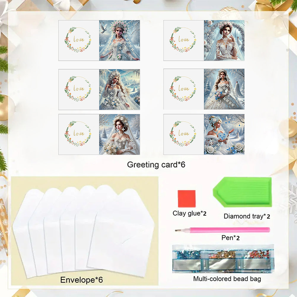 6pcs Diamond Painting Greeting Cards DIY Handmade Diamond Art Cards for Adults
