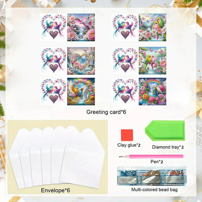 6pcs Diamond Painting Greeting Cards DIY Handmade Diamond Art Cards for Adults