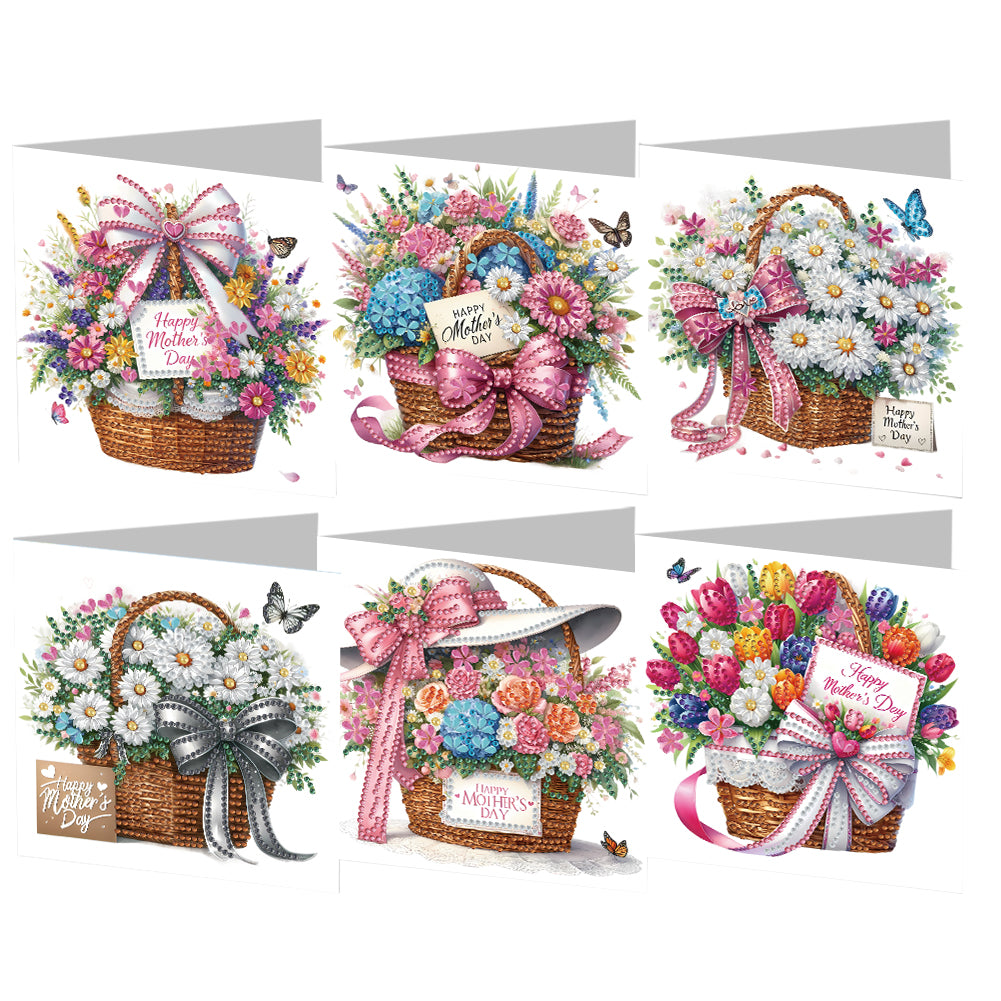 6pcs Diamond Painting Greeting Cards DIY Handmade Diamond Art Cards for Adults