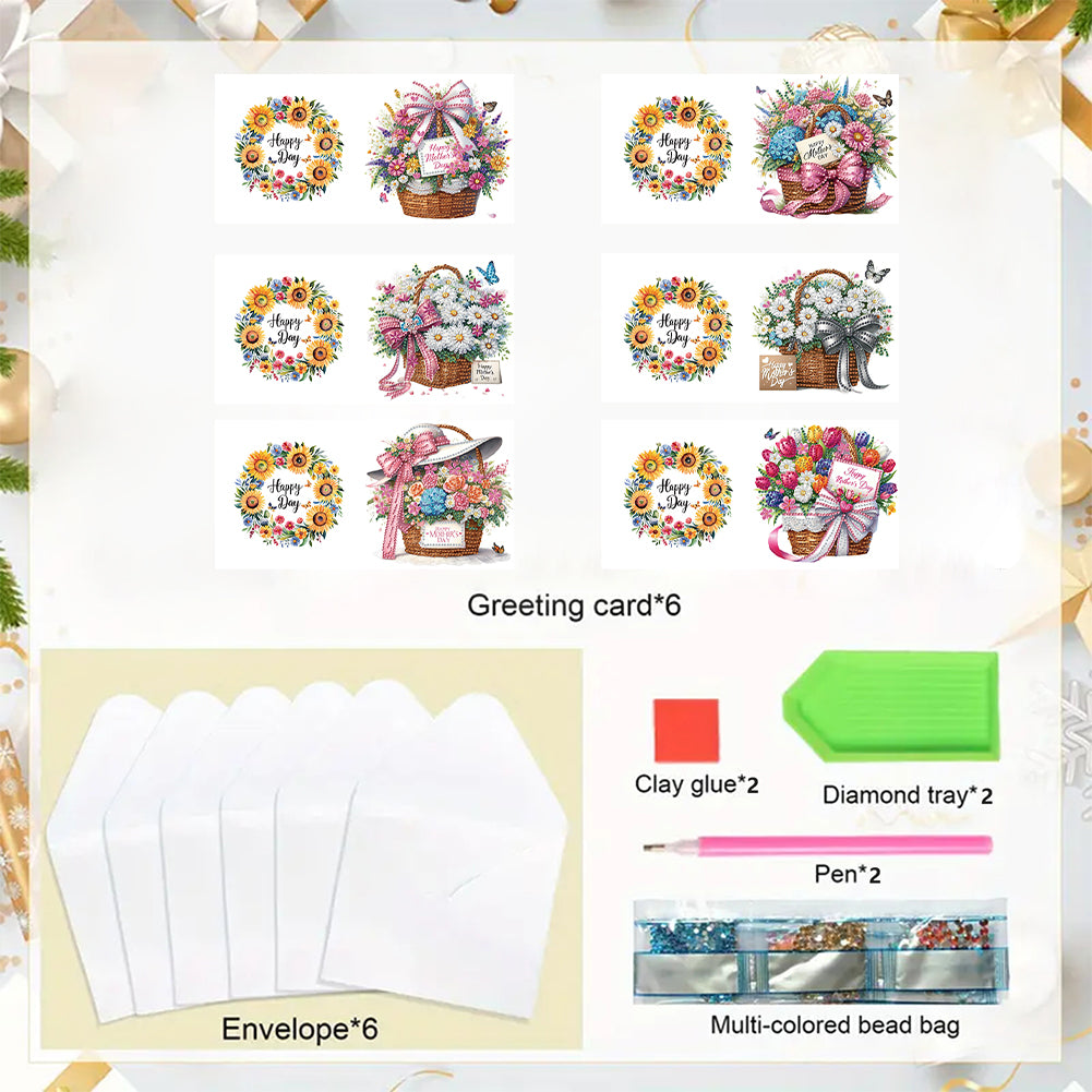 6pcs Diamond Painting Greeting Cards DIY Handmade Diamond Art Cards for Adults