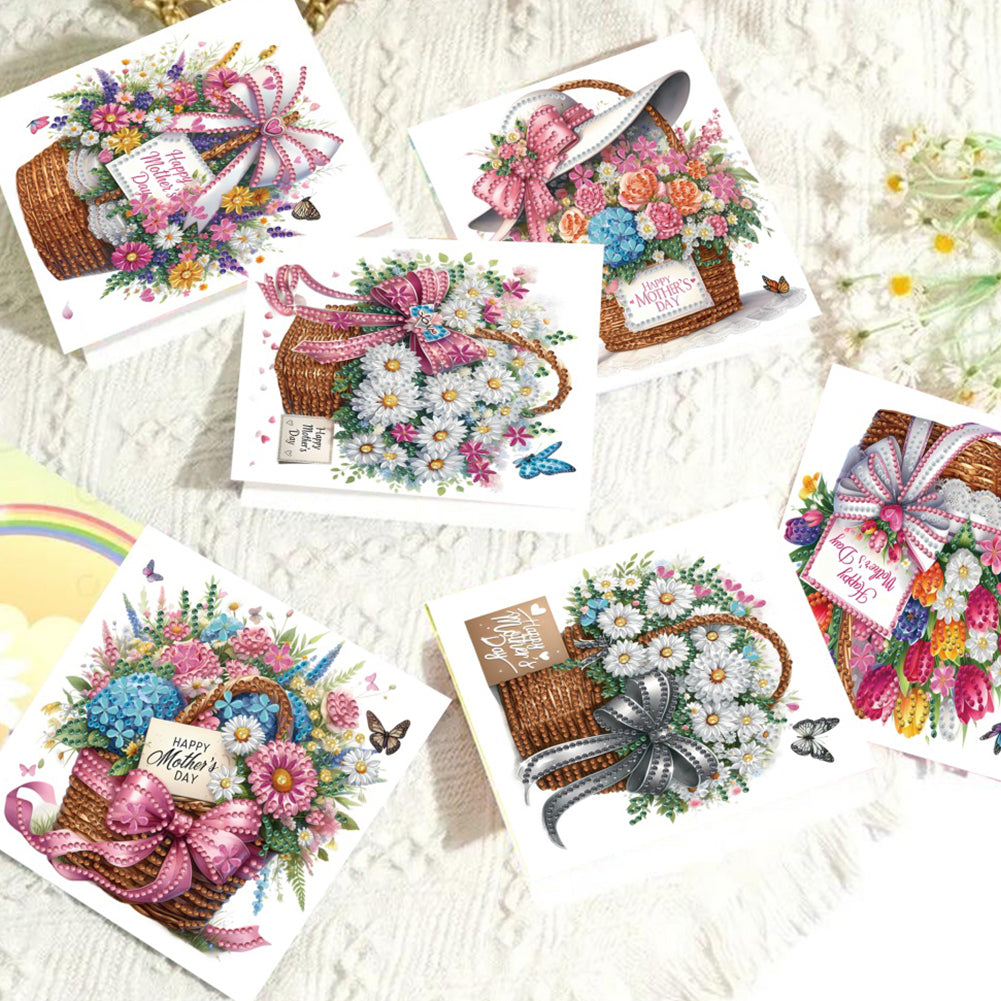 6pcs Diamond Painting Greeting Cards DIY Handmade Diamond Art Cards for Adults