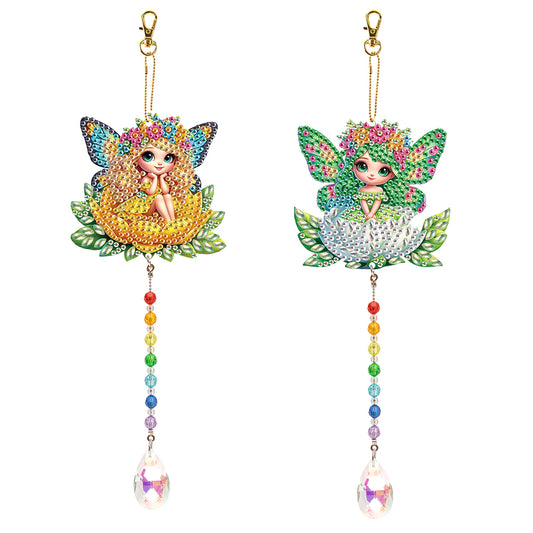 2Pcs 5D DIY Diamond Painting Sun Catcher Crystal Painting Ornaments for Adults