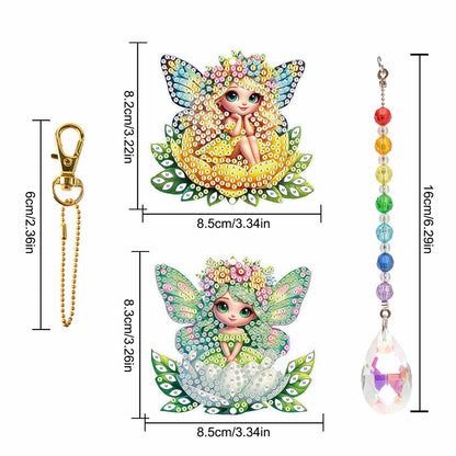 2Pcs 5D DIY Diamond Painting Sun Catcher Crystal Painting Ornaments for Adults