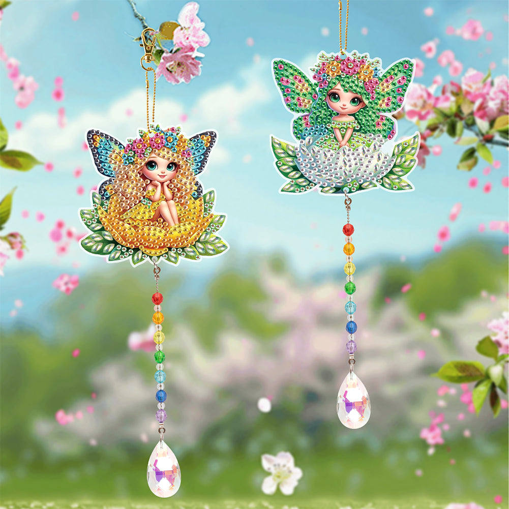 2Pcs 5D DIY Diamond Painting Sun Catcher Crystal Painting Ornaments for Adults