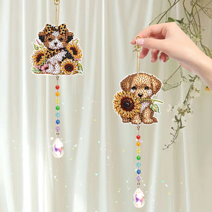 2Pcs 5D DIY Diamond Painting Sun Catcher Crystal Painting Ornaments for Adults