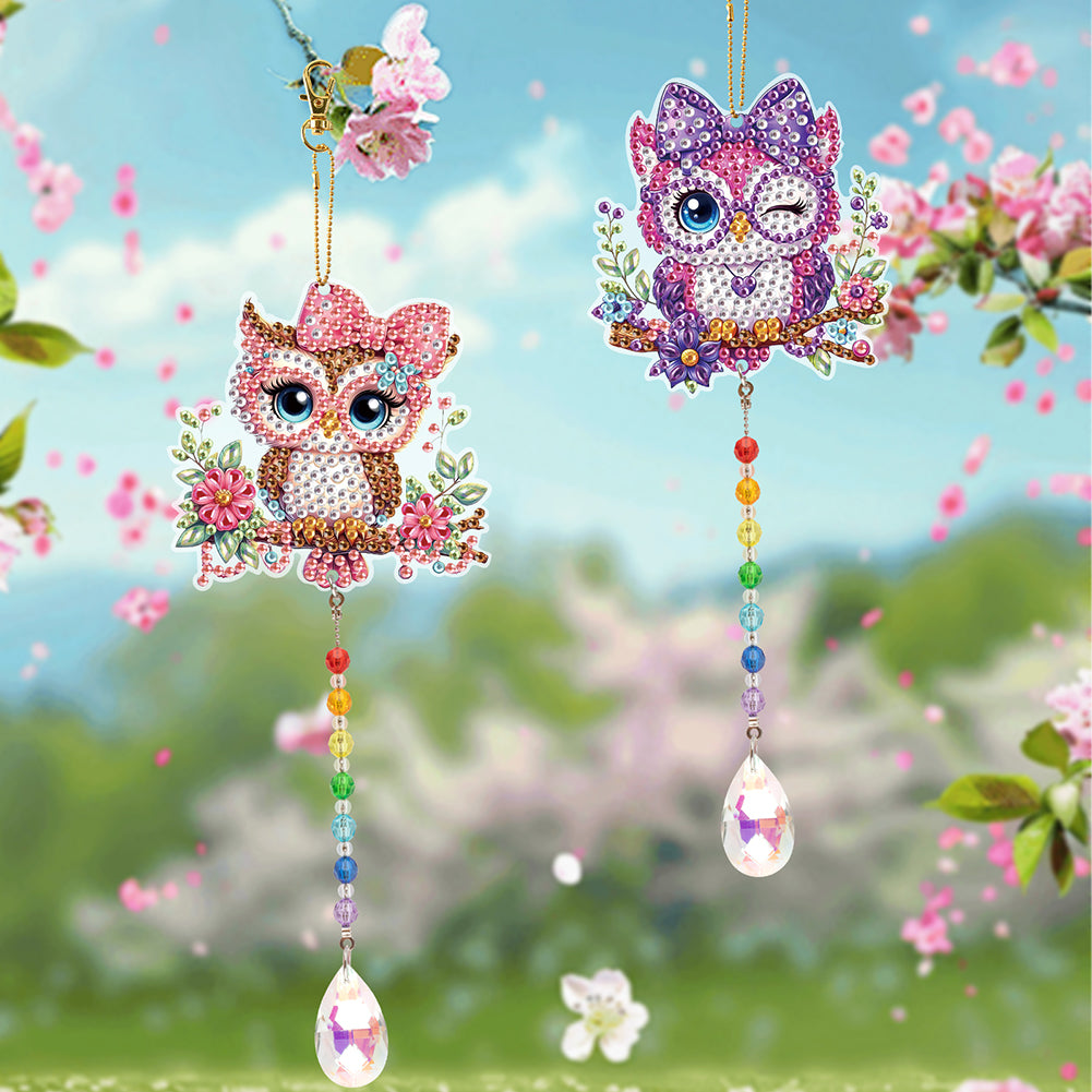 2Pcs 5D DIY Diamond Painting Sun Catcher Crystal Painting Ornaments for Adults