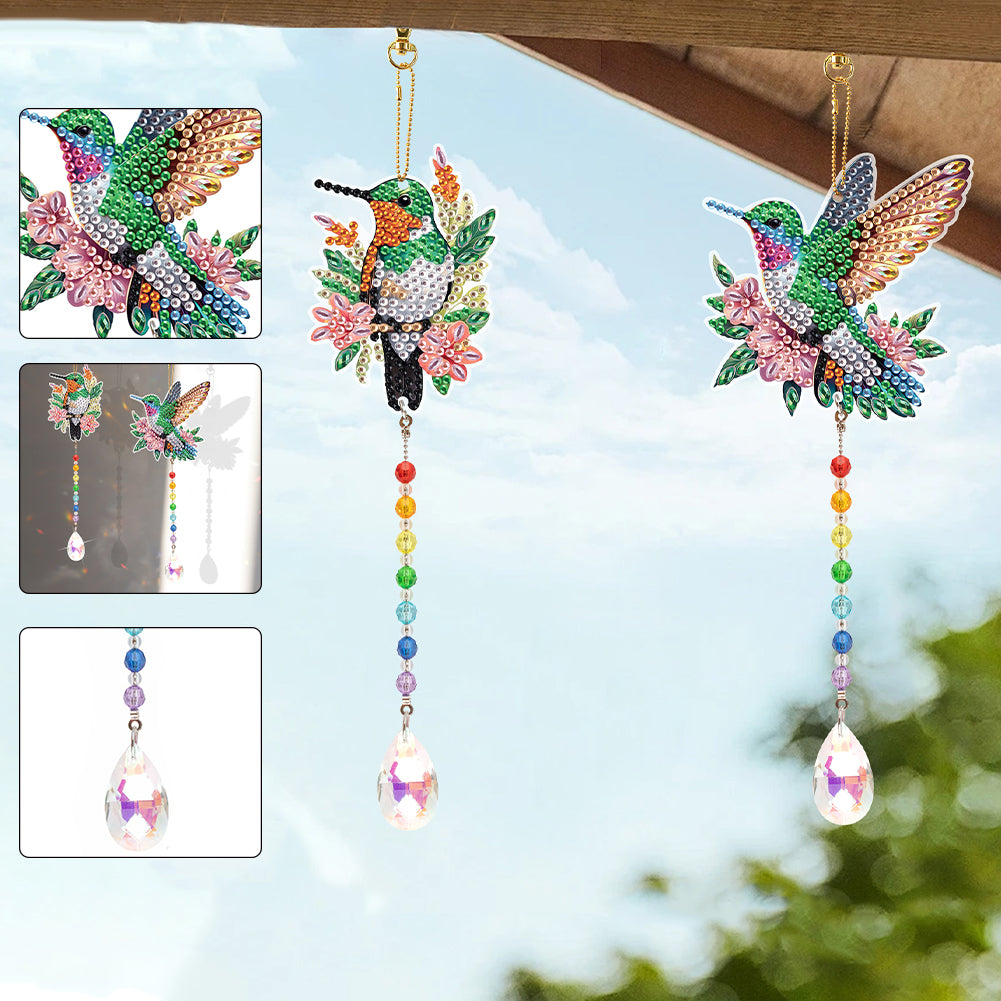 2Pcs 5D DIY Diamond Painting Sun Catcher Crystal Painting Ornaments for Adults