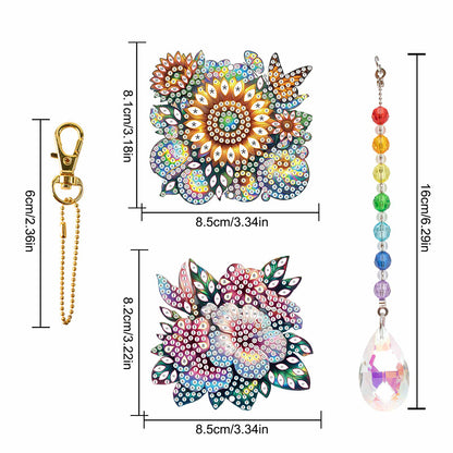 2Pcs 5D DIY Diamond Painting Sun Catcher Crystal Painting Ornaments for Adults