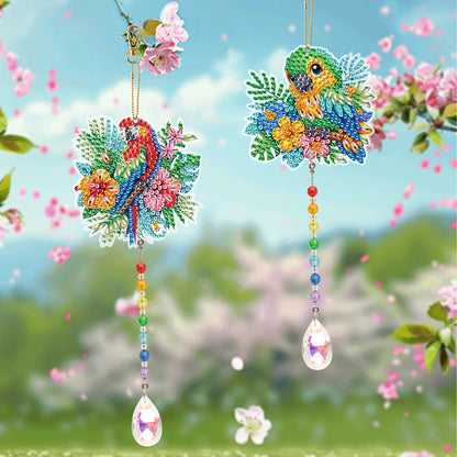 2Pcs 5D DIY Diamond Painting Sun Catcher Crystal Painting Ornaments for Adults