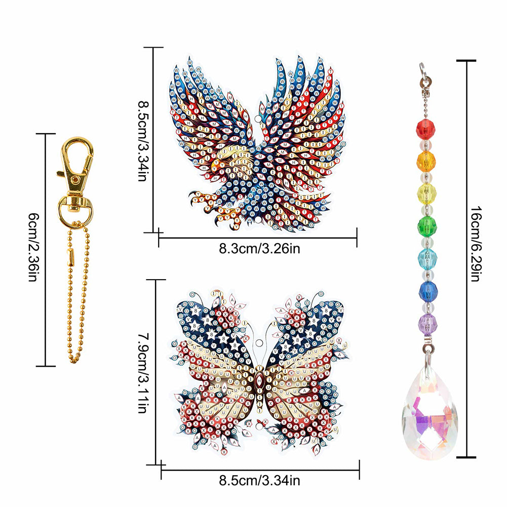 2Pcs 5D DIY Diamond Painting Sun Catcher Crystal Painting Ornaments for Adults