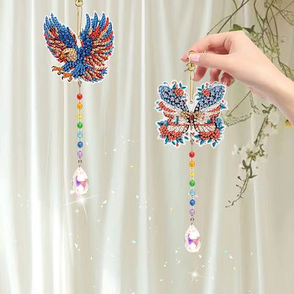 2Pcs 5D DIY Diamond Painting Sun Catcher Crystal Painting Ornaments for Adults