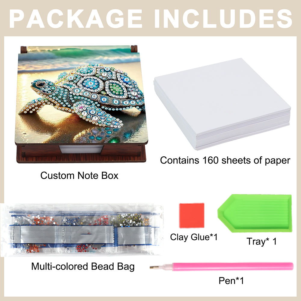 Animals Diamond Painting Notecard Box Gem Art Sticky Note Holder for Home Office