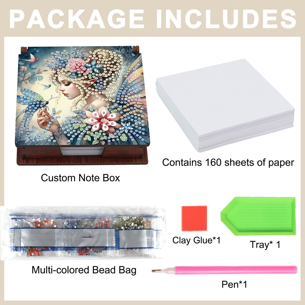 Animals Diamond Painting Notecard Box Gem Art Sticky Note Holder for Home Office