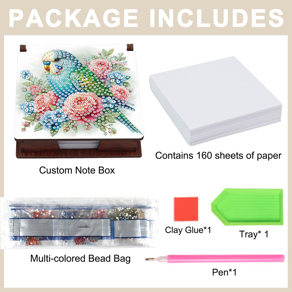 Animals Diamond Painting Notecard Box Gem Art Sticky Note Holder for Home Office