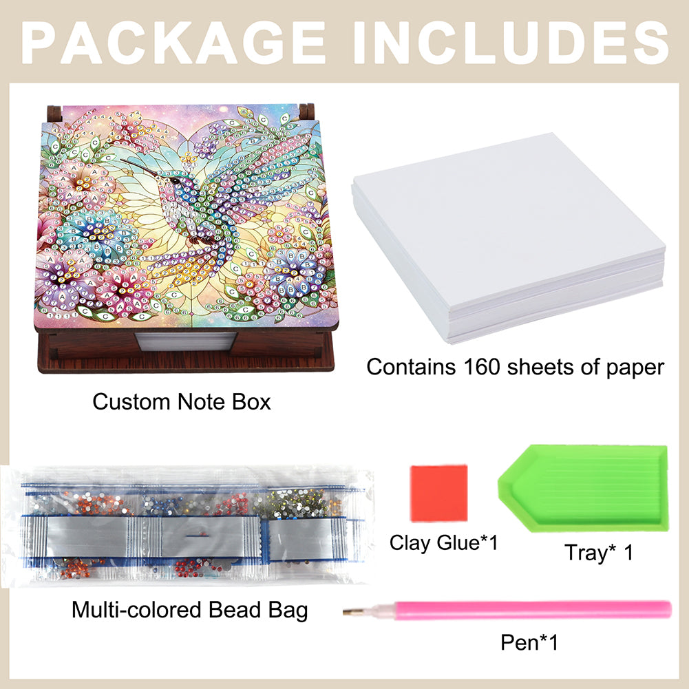 Animals Diamond Painting Notecard Box Gem Art Sticky Note Holder for Home Office