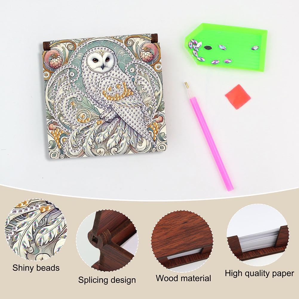 Animals Diamond Painting Notecard Box Gem Art Sticky Note Holder for Home Office