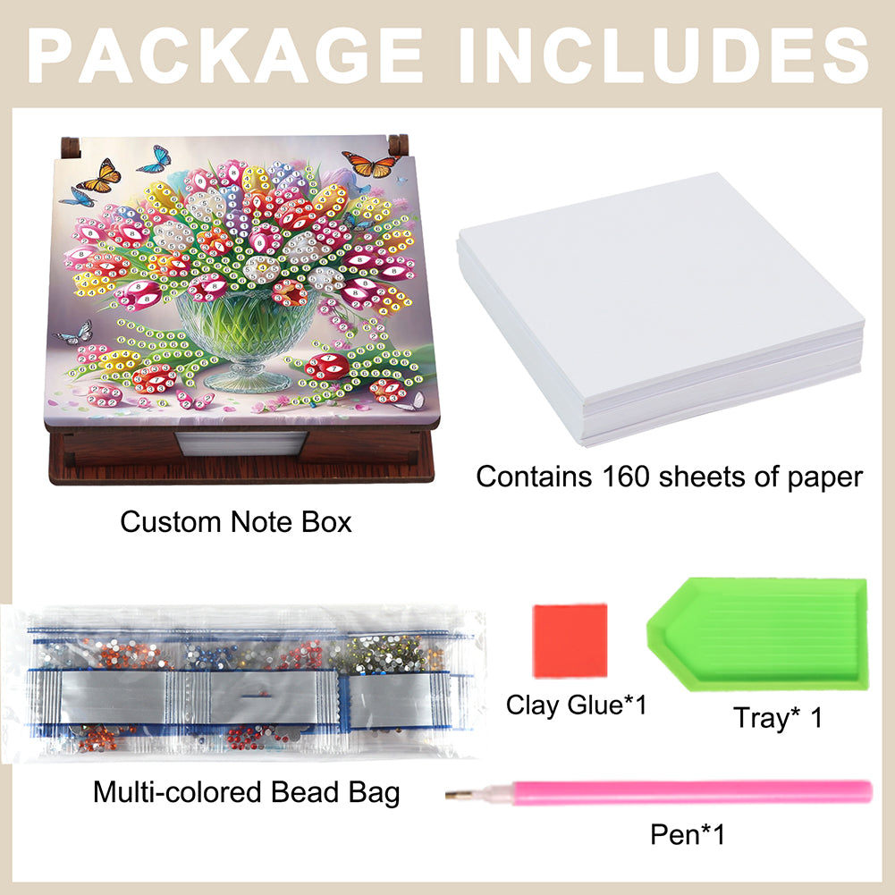 Animals Diamond Painting Notecard Box Gem Art Sticky Note Holder for Home Office