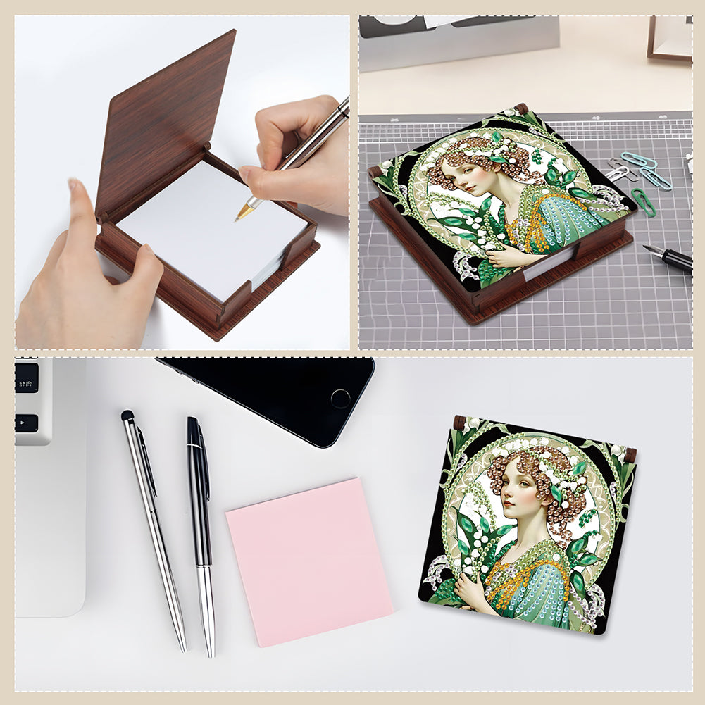 Animals Diamond Painting Notecard Box Gem Art Sticky Note Holder for Home Office