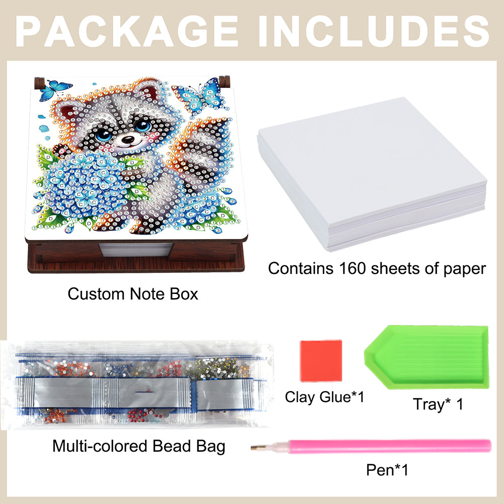 Animals Diamond Painting Notecard Box Gem Art Sticky Note Holder for Home Office