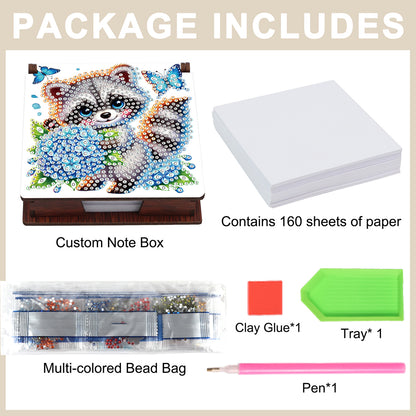 Animals Diamond Painting Notecard Box Gem Art Sticky Note Holder for Home Office