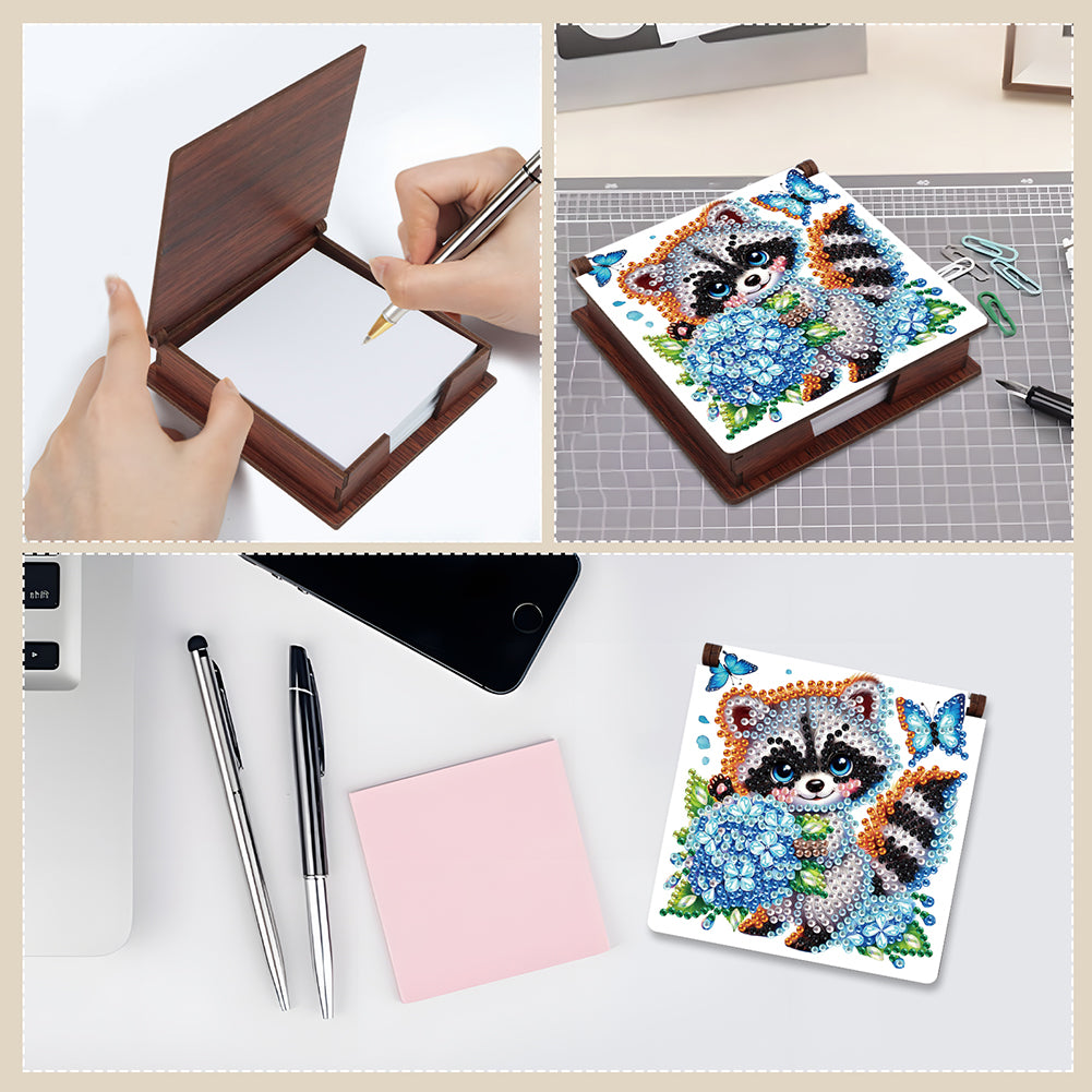 Animals Diamond Painting Notecard Box Gem Art Sticky Note Holder for Home Office