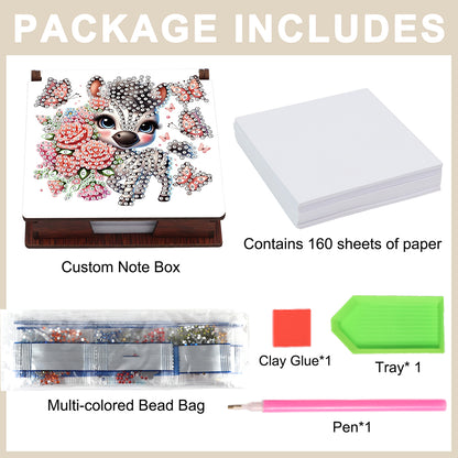 Animals Diamond Painting Notecard Box Gem Art Sticky Note Holder for Home Office