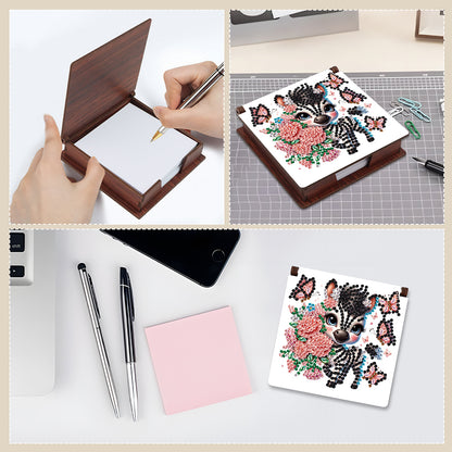 Animals Diamond Painting Notecard Box Gem Art Sticky Note Holder for Home Office