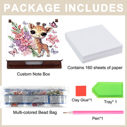 Animals Diamond Painting Notecard Box Gem Art Sticky Note Holder for Home Office