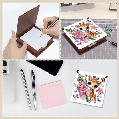 Animals Diamond Painting Notecard Box Gem Art Sticky Note Holder for Home Office