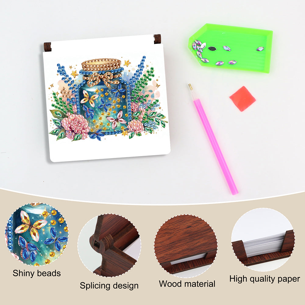Animals Diamond Painting Notecard Box Gem Art Sticky Note Holder for Home Office