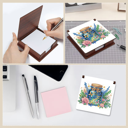Animals Diamond Painting Notecard Box Gem Art Sticky Note Holder for Home Office