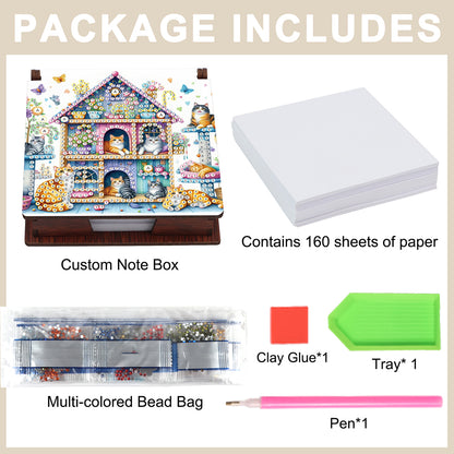 Animals Diamond Painting Notecard Box Gem Art Sticky Note Holder for Home Office